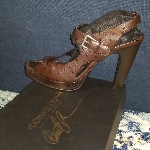 Donald J. Pliner Espresso Ostrich Heels - Picture 3 of 15